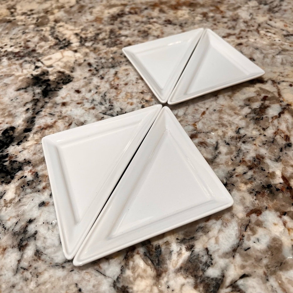 Porcelain Triangle Serveware Set (4) by REVOL White Sauce Container